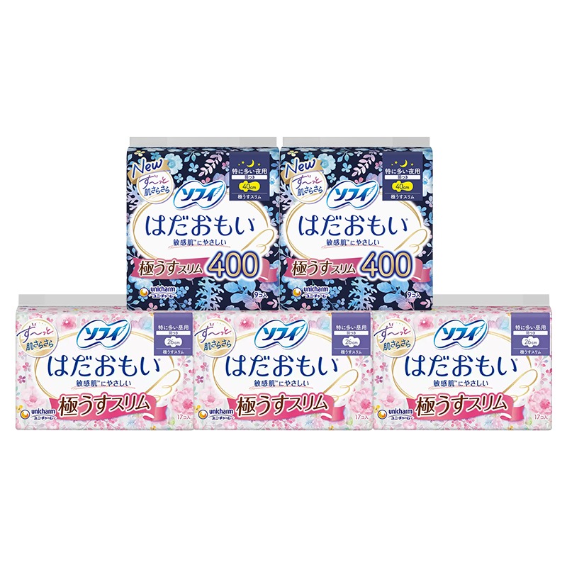 蘇菲衞生巾日用夜用組合套裝姨媽巾 温柔肌日用26cm51片+夜用40cm18片（用户提供商品圖）